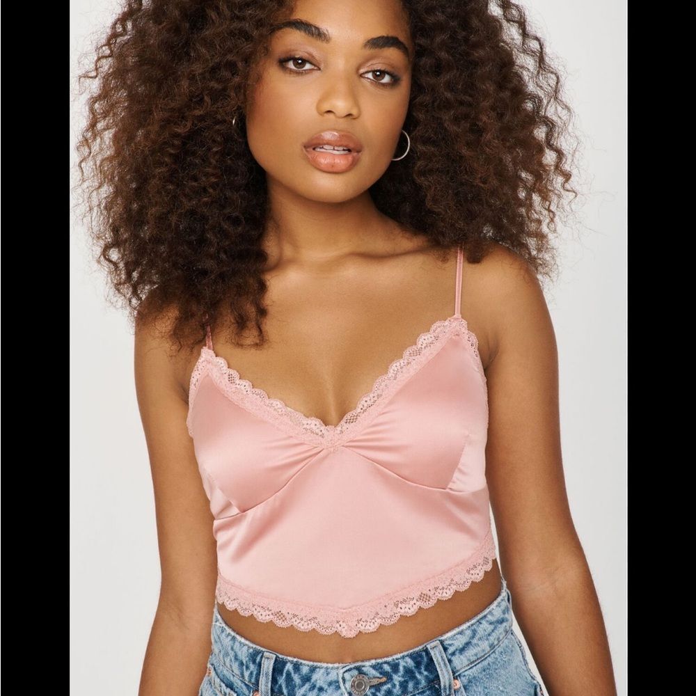 Garage Draya Lace Trim Satin Cami Juniors size small